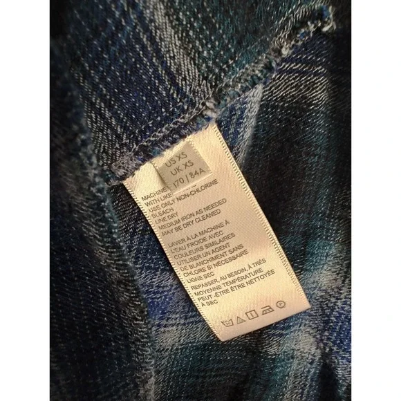 Free People‎ Not Your Average Girl Plaid Top Blue Gray Black Sleeveless XS - Picture 5 of 8